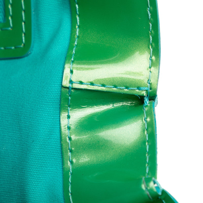 Louis Vuitton Monogram Verney M91724 Handbag Patent Leather Blue Lagoon Green Lady Lagoon