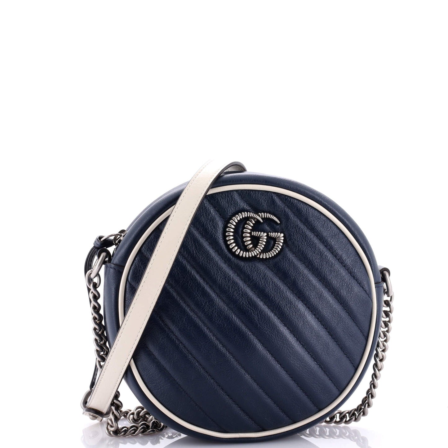 GG Marmont Round Shoulder Bag Diagonal Quilted Leather Mini