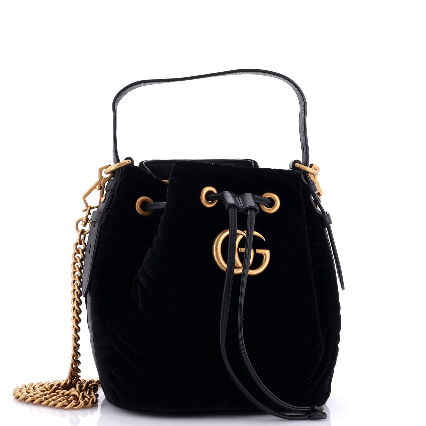 GG Marmont Bucket Bag Matelasse Velvet Small