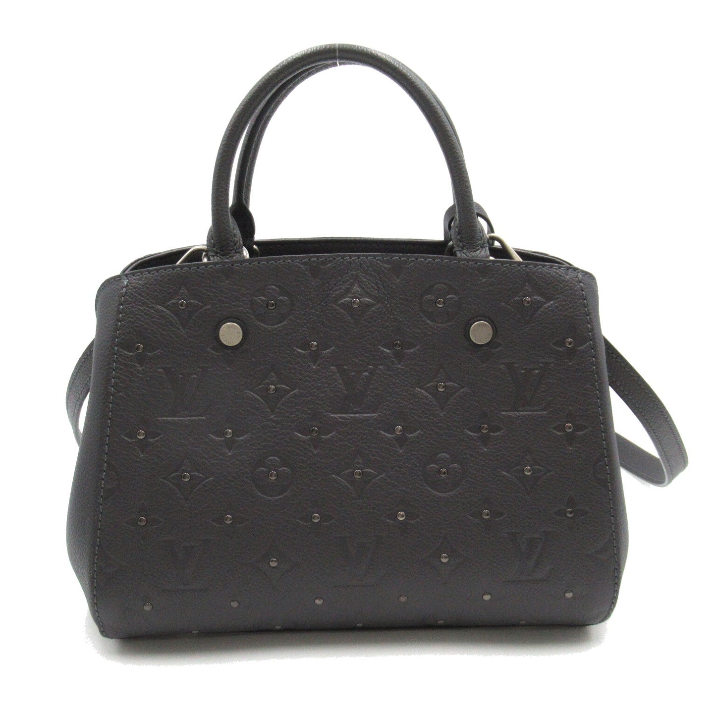 Louis Vuitton Montaigne BB 2w Shoulder Bag Leather Monogram Emplant  Grey Platinum M50665