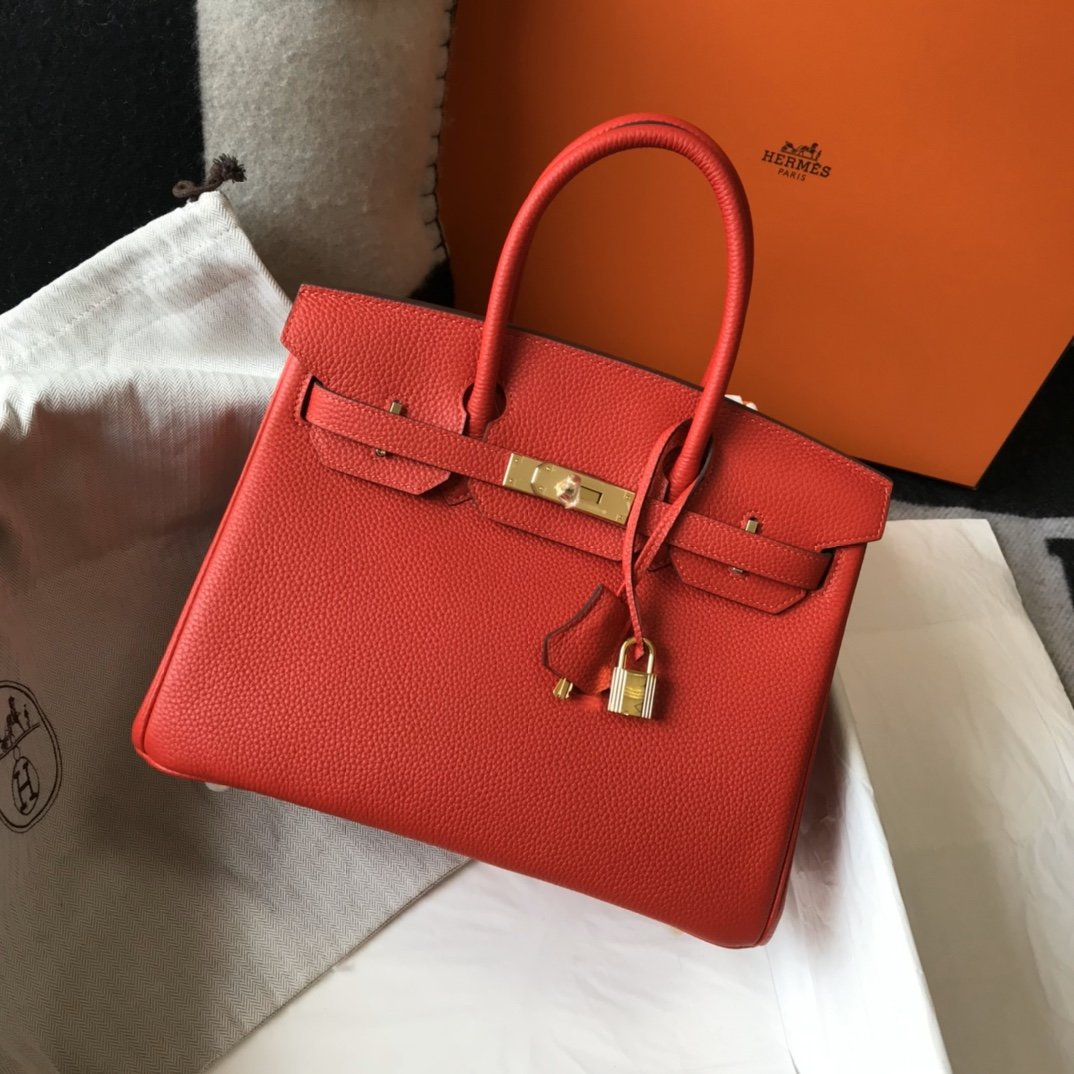 GLAMI Birkin Rouge De Coeur Red Epsom Gold Hardware Bag For Women, Handbags, Shoulder Bags 30cm/12in