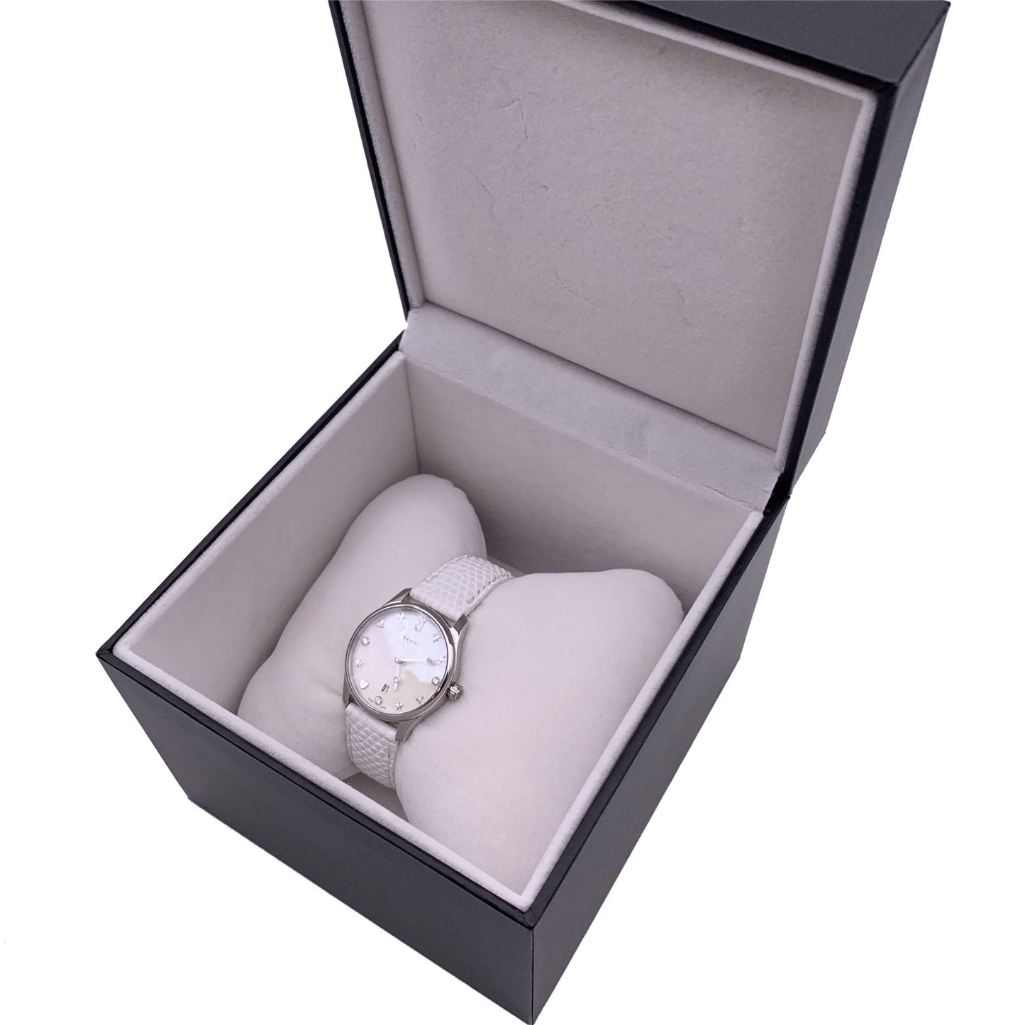 GUCCI White G-Timeless Slim Diamond Mother Of Pearl Dial Watch
