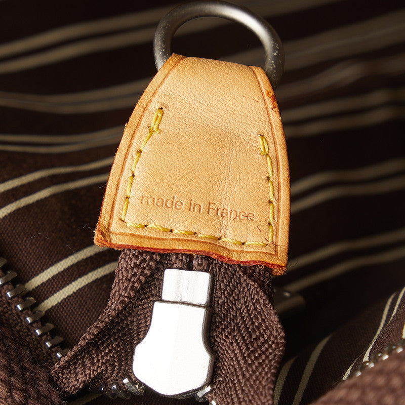 Louis Vuitton Antigua Gm Handbag M80662 Mocha Brown White Linen Lady Louis Vuitton