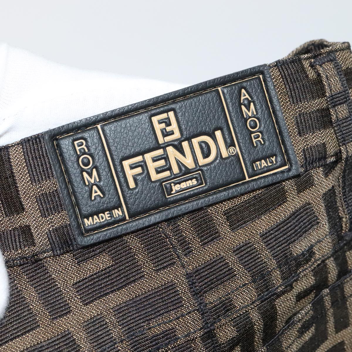 FENDI Zucca Canvas Pants XO Black Brown FF1145