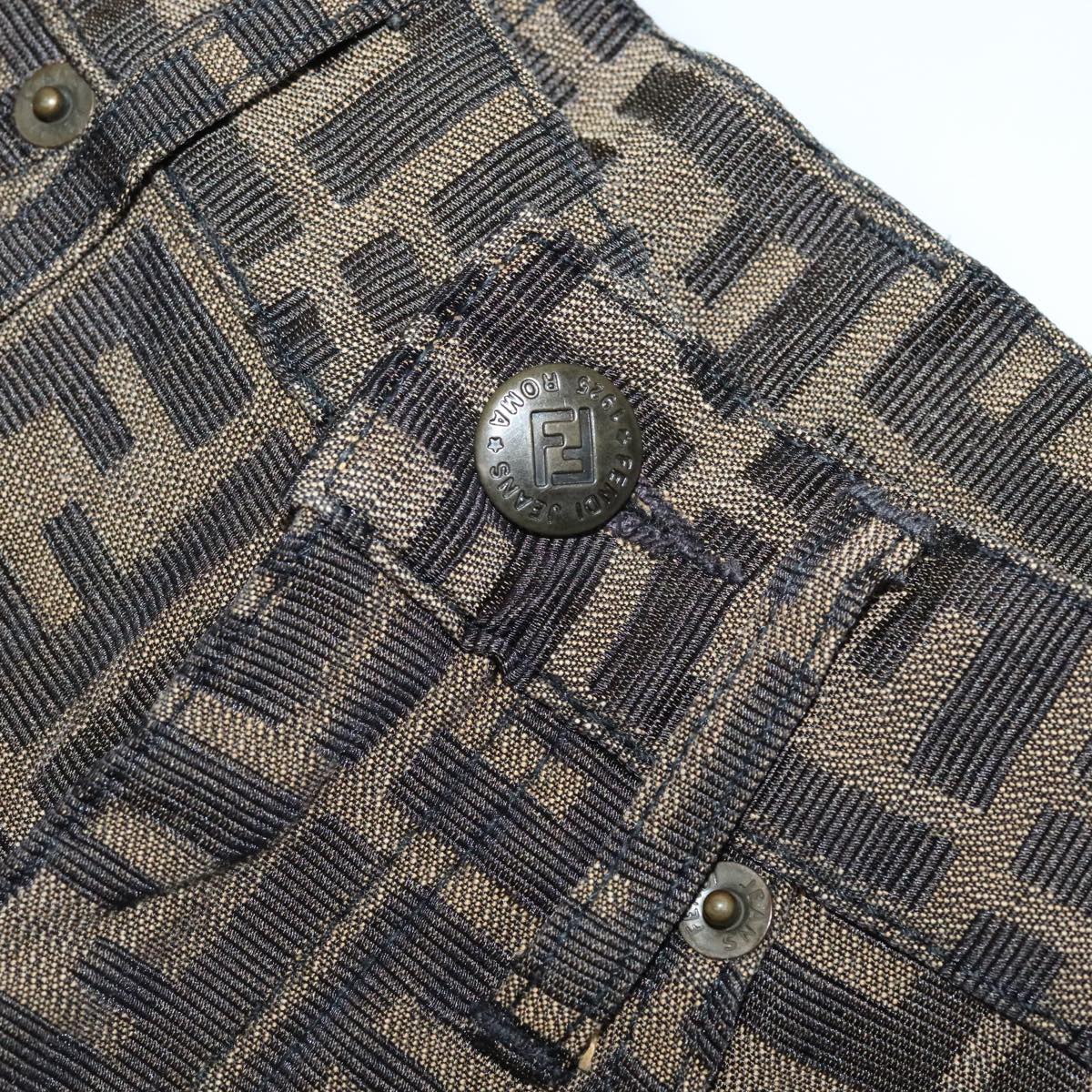 FENDI Zucca Canvas Pants XO Black Brown FF1145