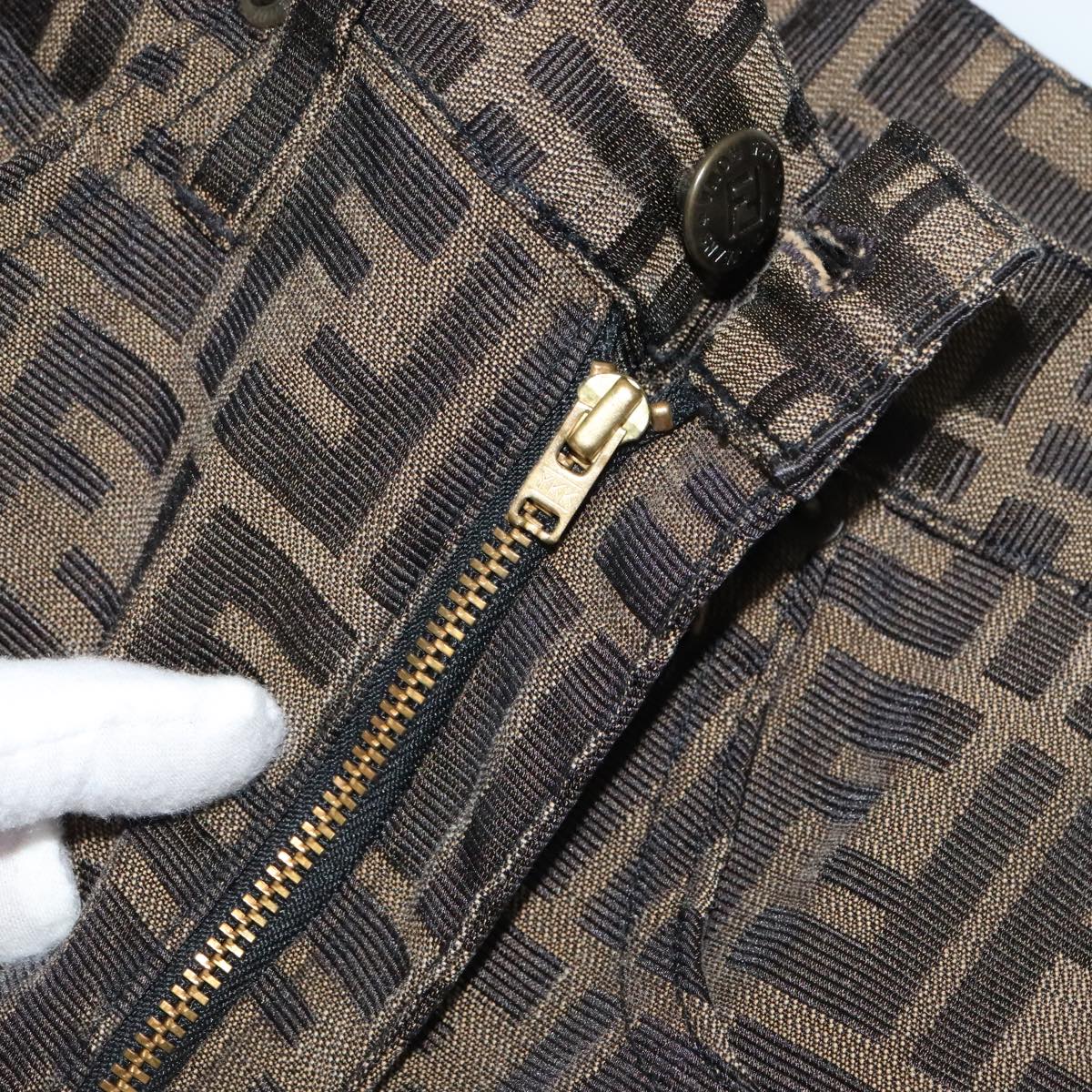 FENDI Zucca Canvas Pants XO Black Brown FF1145