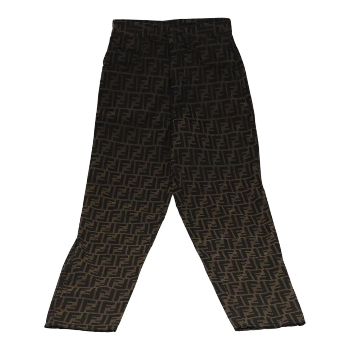 FENDI Zucca Canvas Pants XO Black Brown FF1145