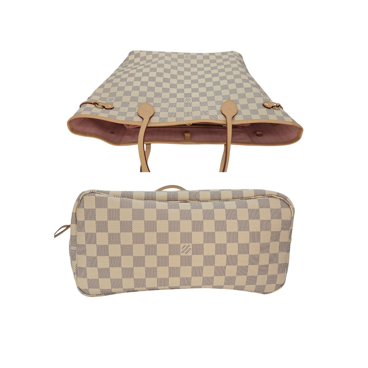 Louis Vuitton Neverfull Damier Azur MM Tote Rose Ballerine
