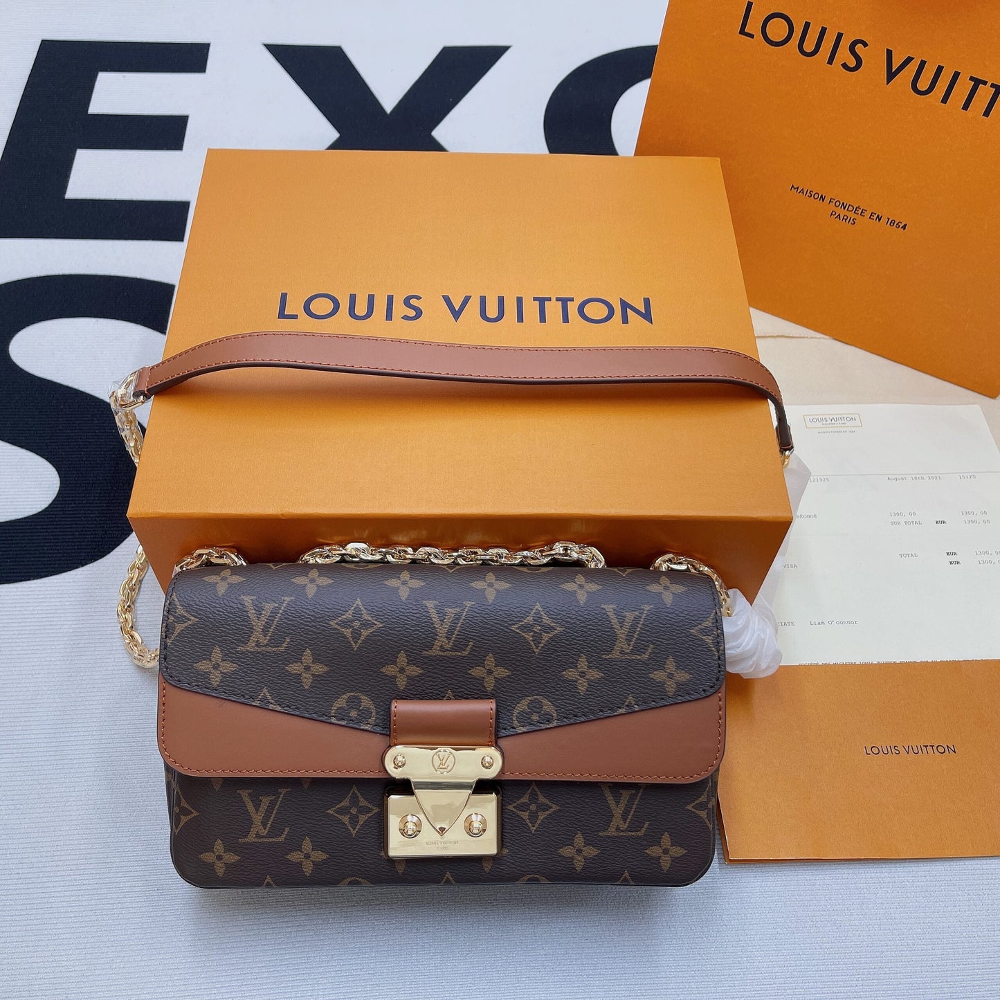 LV MarGLAMIau Monogram Canvas Caramel Brown For Women,  Shoulder and Crossbody Bags 9.6in/24.5cm LV M46127