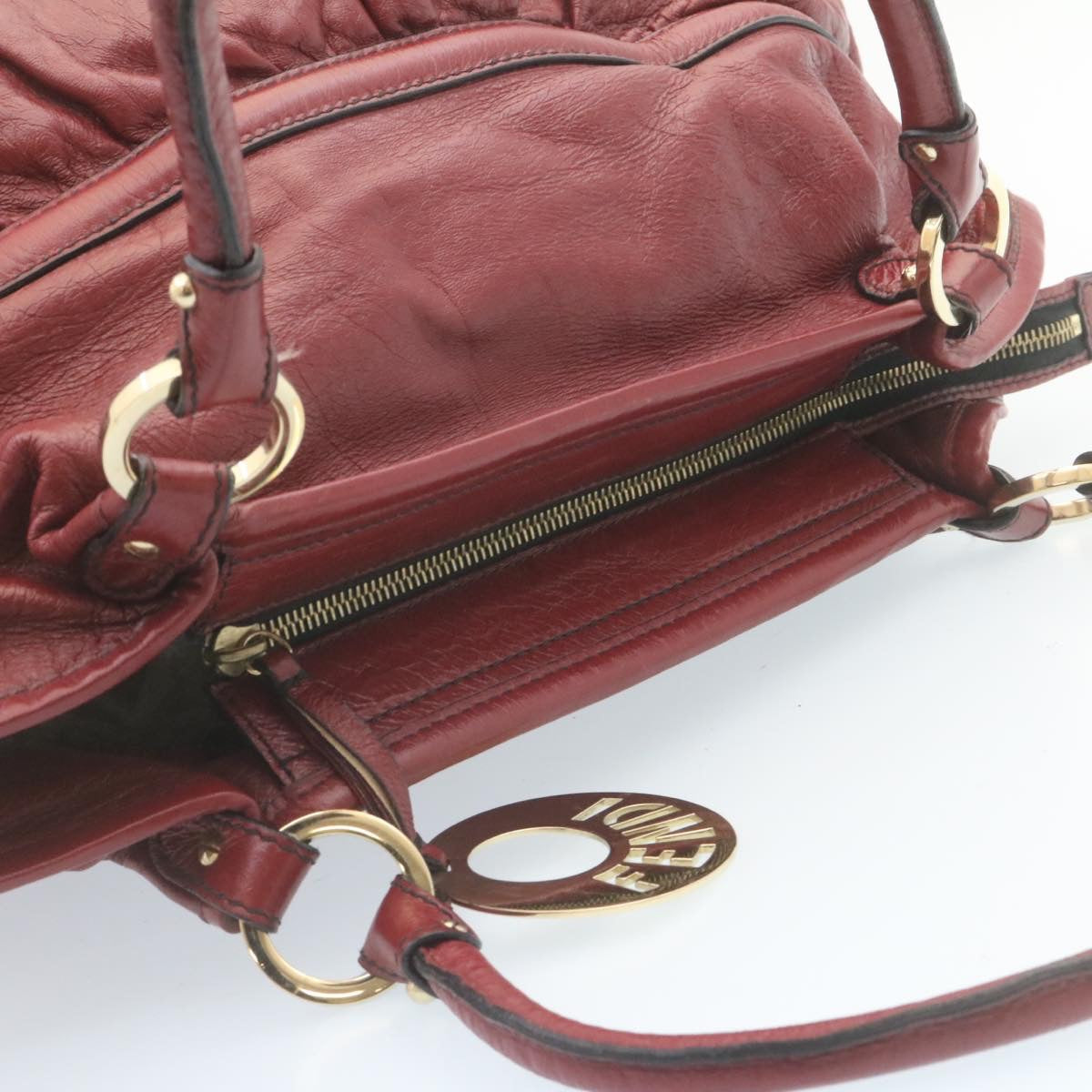 FENDI Tote Bag Leather Red fm1108