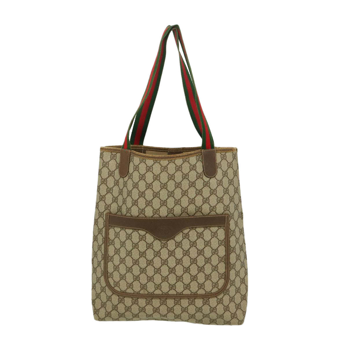 GUCCI Web Sherry Line GG Canvas Tote Bag Beige Red Green fm1307
