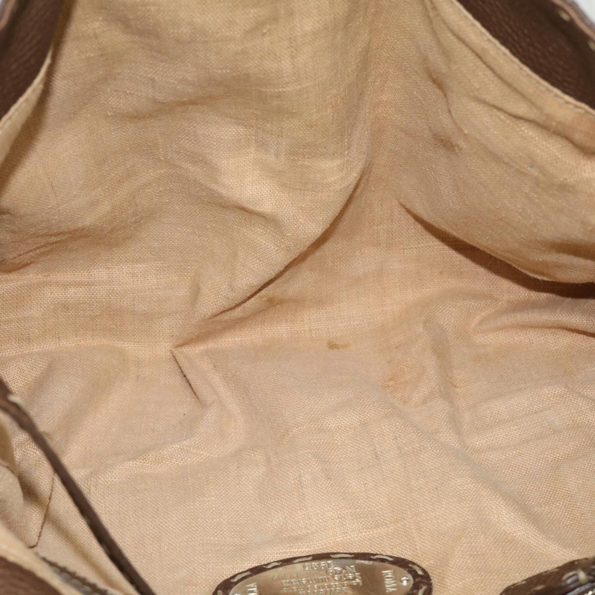 FENDI Hand Bag Leather Brown fm1328