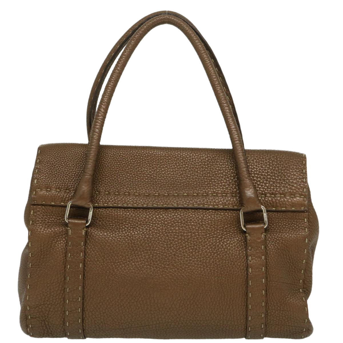 FENDI Hand Bag Leather Brown fm1328