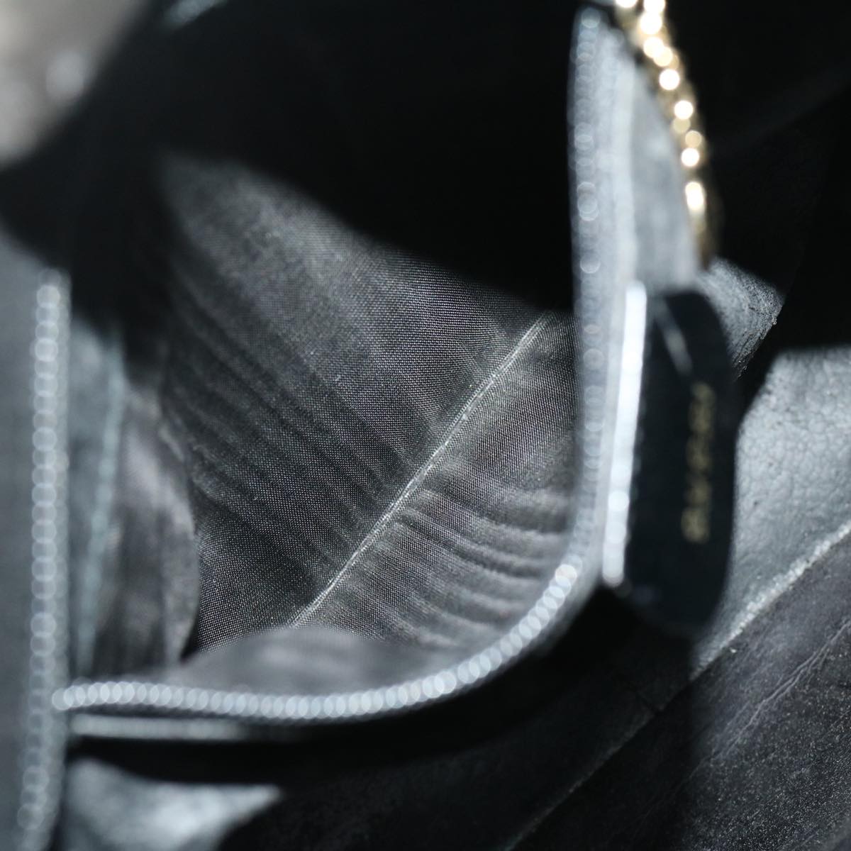 GUCCI Shoulder Bag Suede Leather Black fm1455
