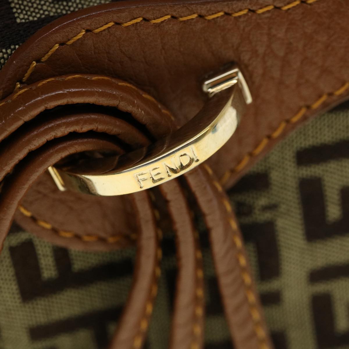 FENDI Zucchino Canvas Tote Bag Brown fm1568