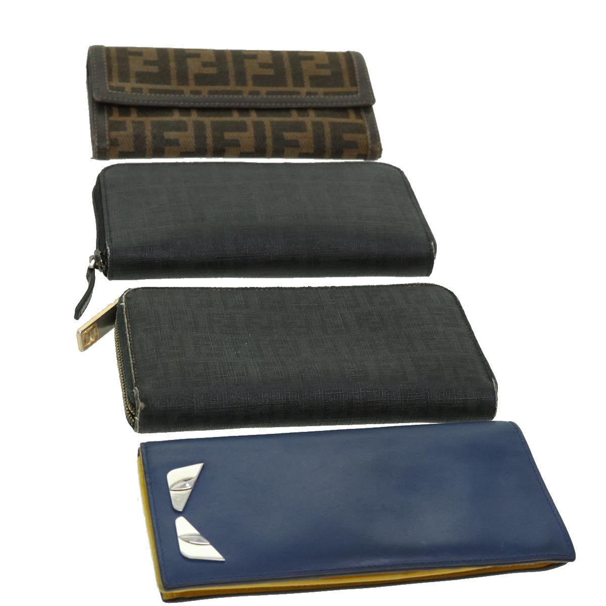 FENDI Bug Zucca Canvas Wallet 4Set Black Brown fm1630