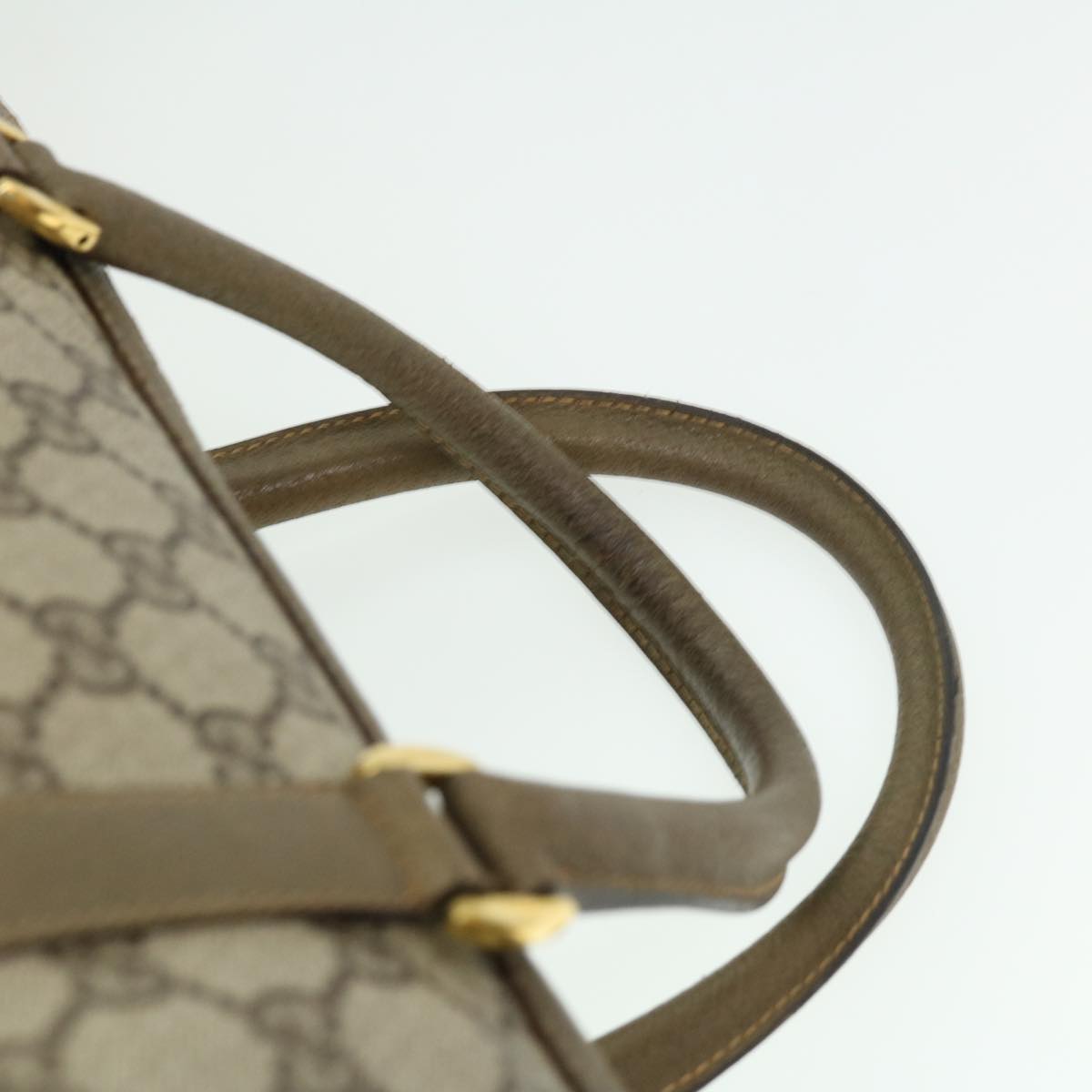 GUCCI Web Sherry Line GG Canvas Boston Bag PVC Leather Beige Green fm1775