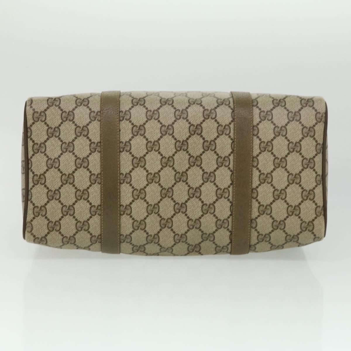 GUCCI Web Sherry Line GG Canvas Boston Bag PVC Leather Beige Green fm1775