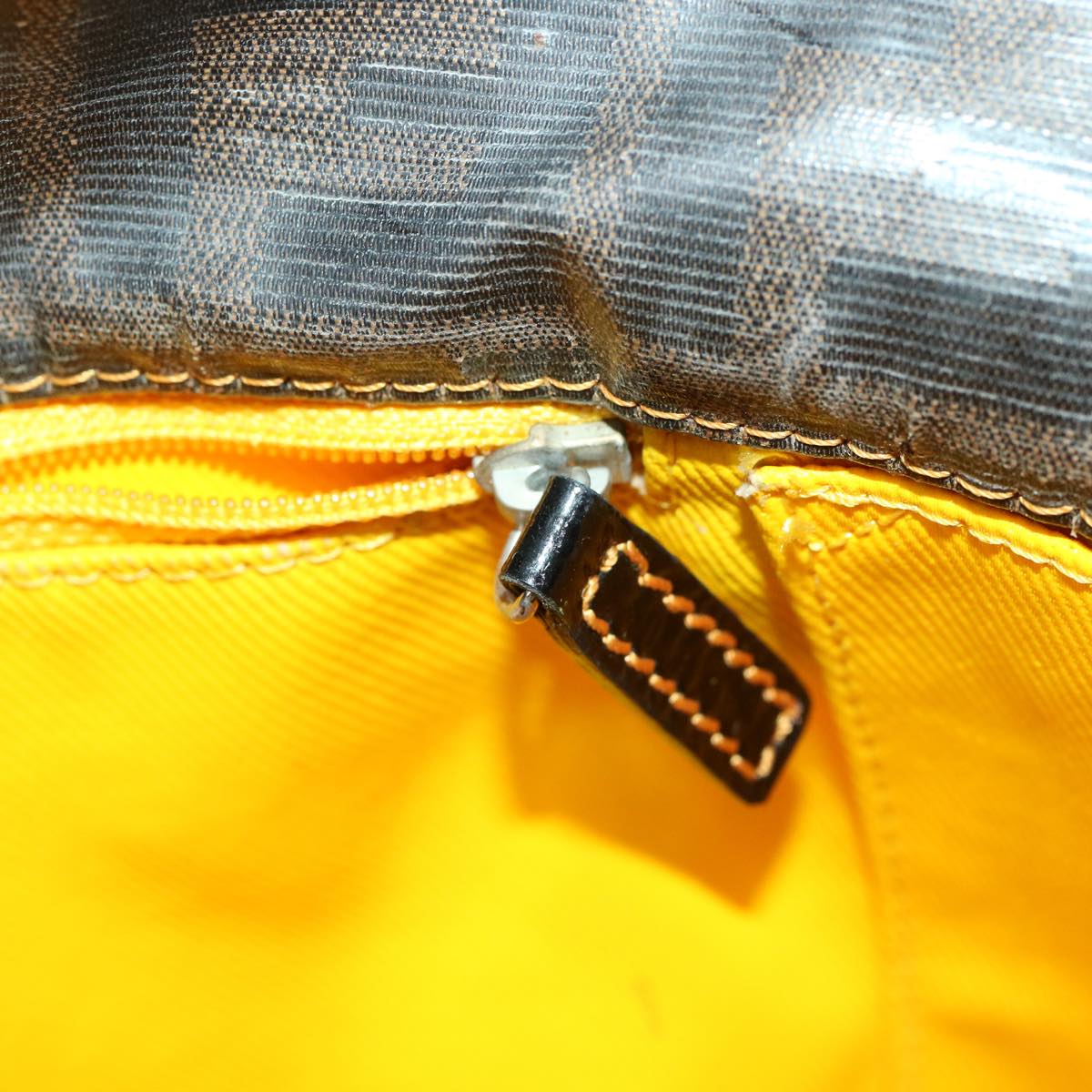 FENDI Zucca Canvas Tote Bag Enamel Brown Yellow fm1818