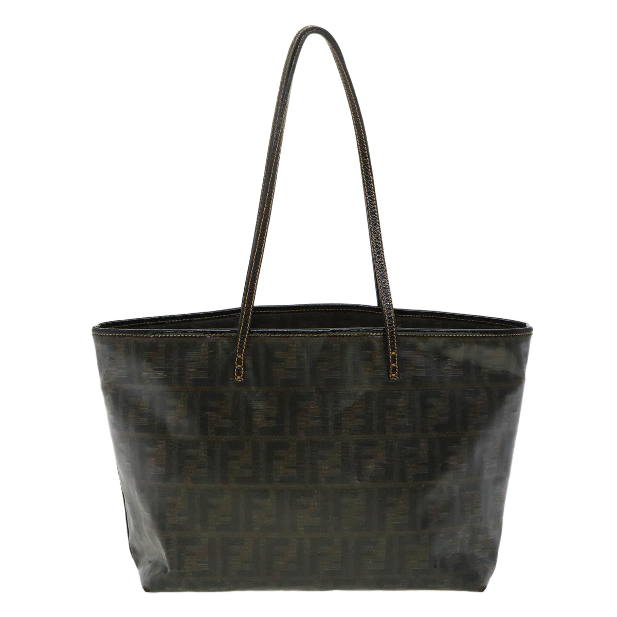 FENDI Zucca Canvas Tote Bag Enamel Brown Yellow fm1818