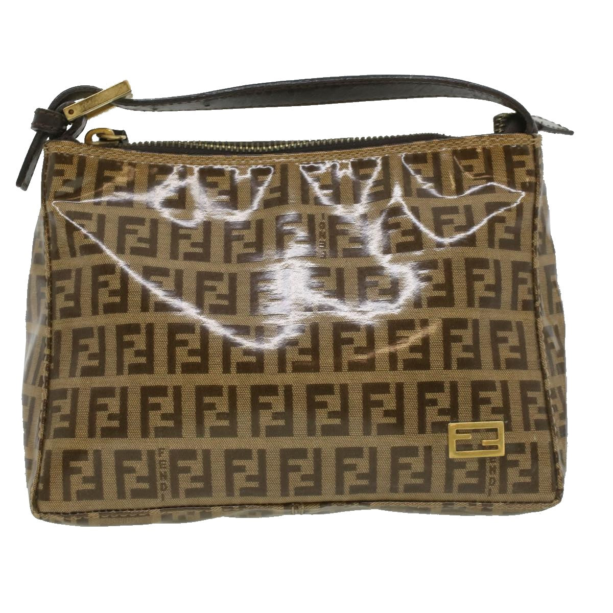 FENDI Zucchino Canvas Hand Bag Enamel Brown fm1867