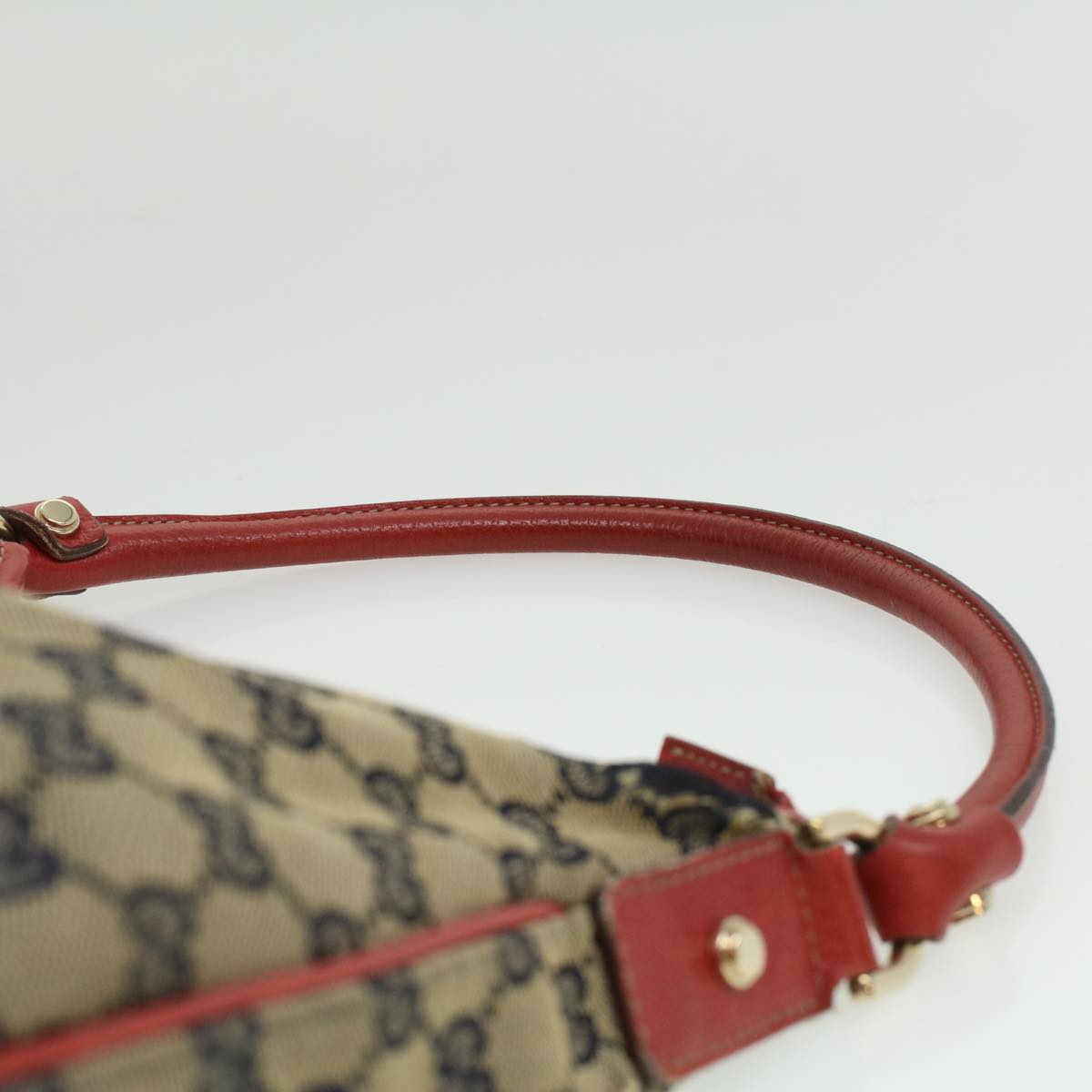 GUCCI GG Canvas Shoulder Bag Beige Red fm1893