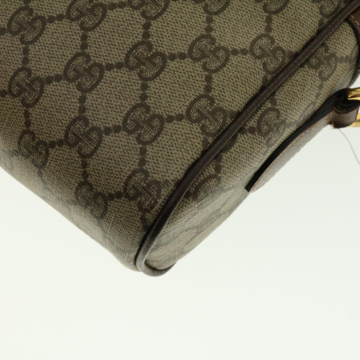 GUCCI GG Canvas Web Sherry Line Shoulder Bag PVC Leather Beige Green fm2201