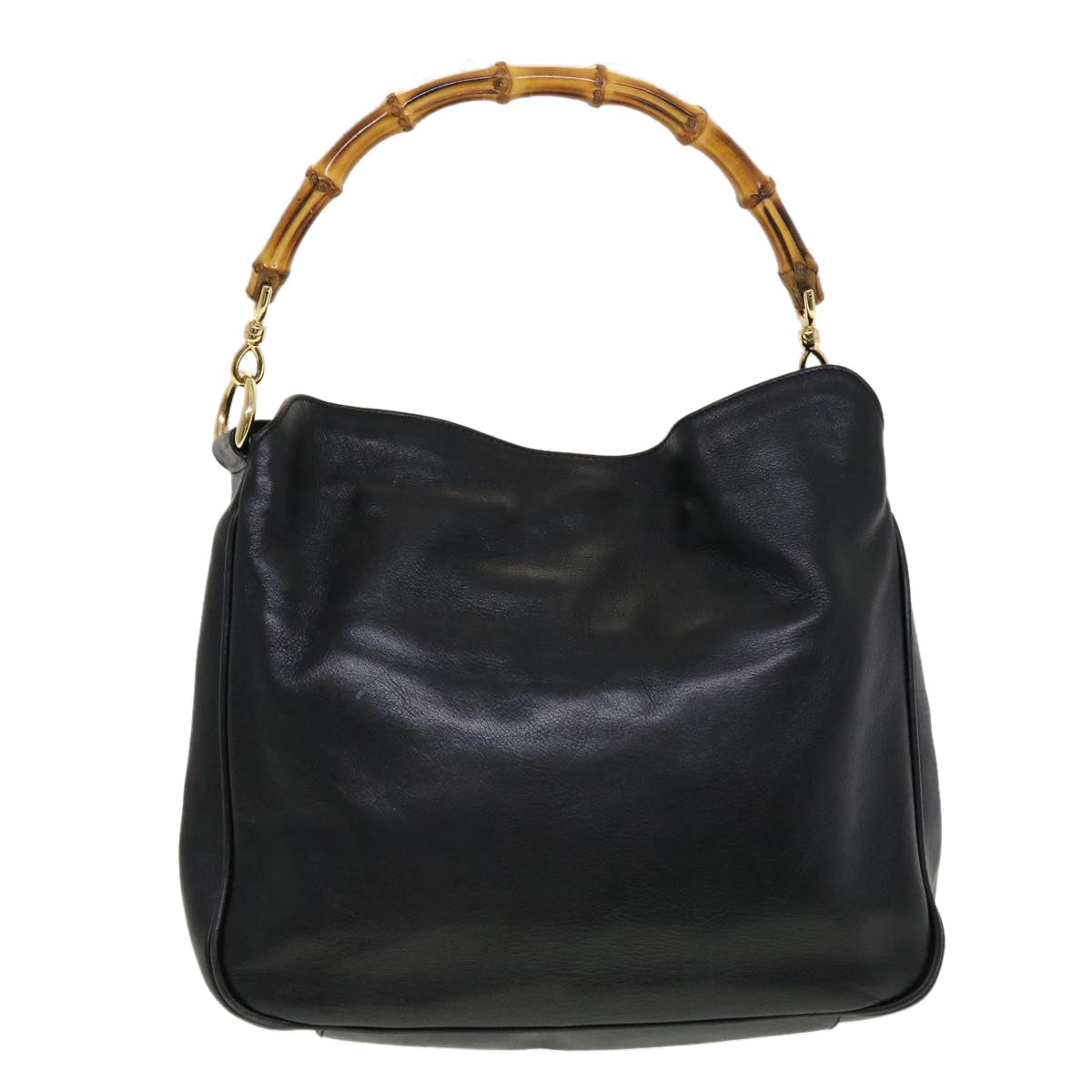 GUCCI Bamboo Shoulder Bag Leather Black fm2313