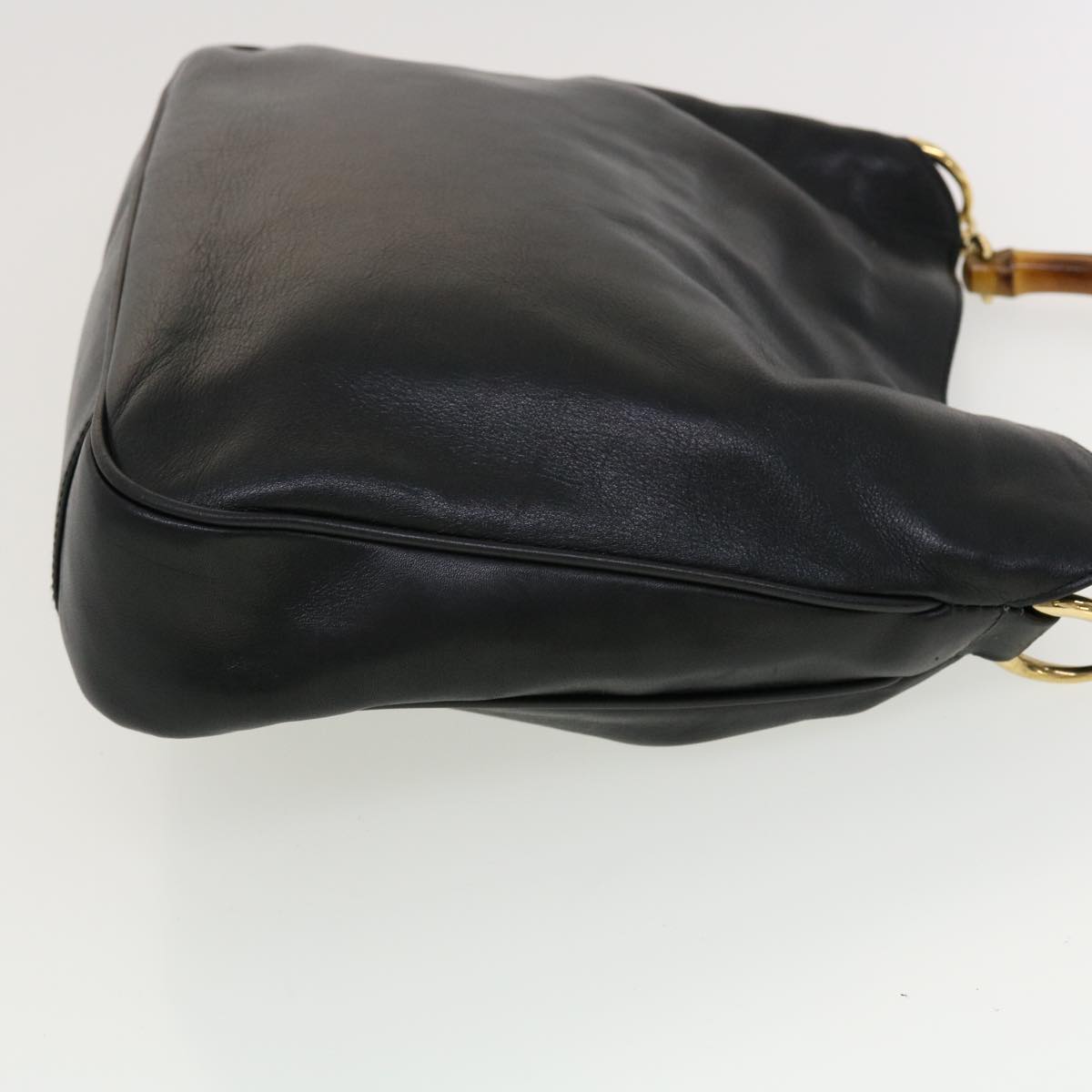 GUCCI Bamboo Shoulder Bag Leather Black fm2313
