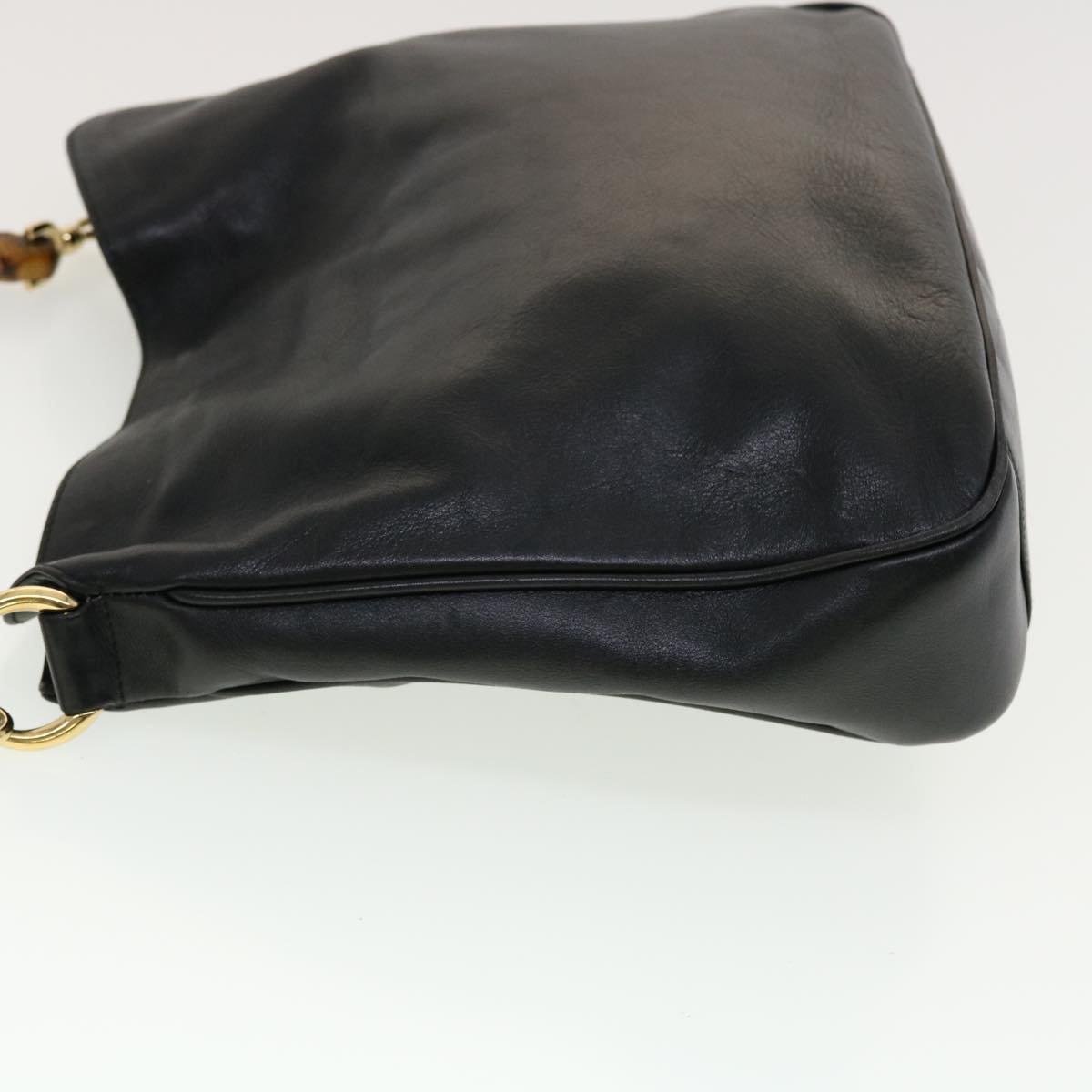 GUCCI Bamboo Shoulder Bag Leather Black fm2313