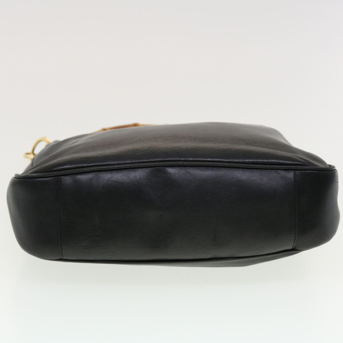 GUCCI Bamboo Shoulder Bag Leather Black fm2313