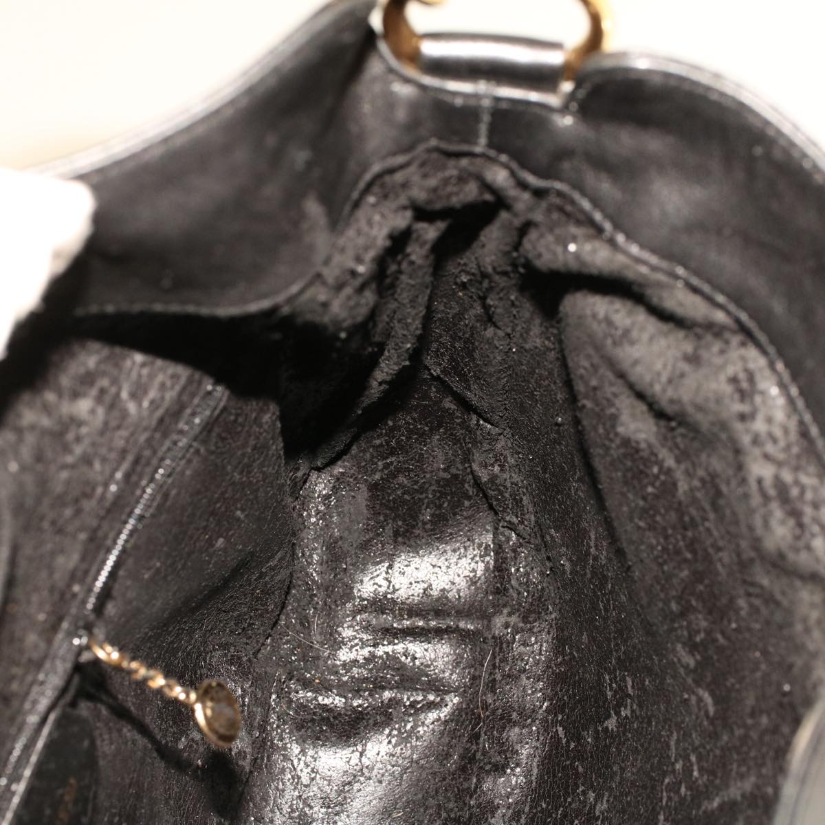 GUCCI Bamboo Shoulder Bag Leather Black fm2318