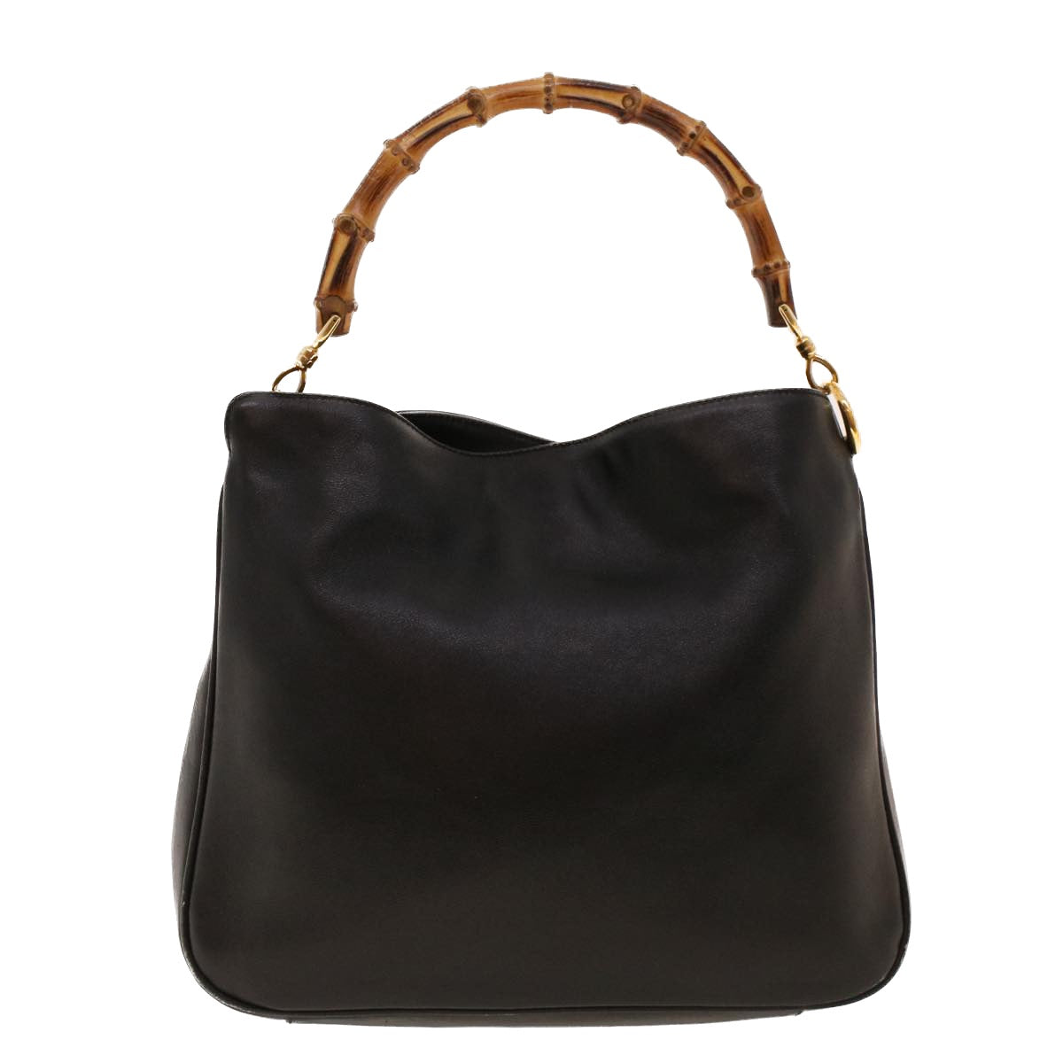 GUCCI Bamboo Shoulder Bag Leather Black fm2318