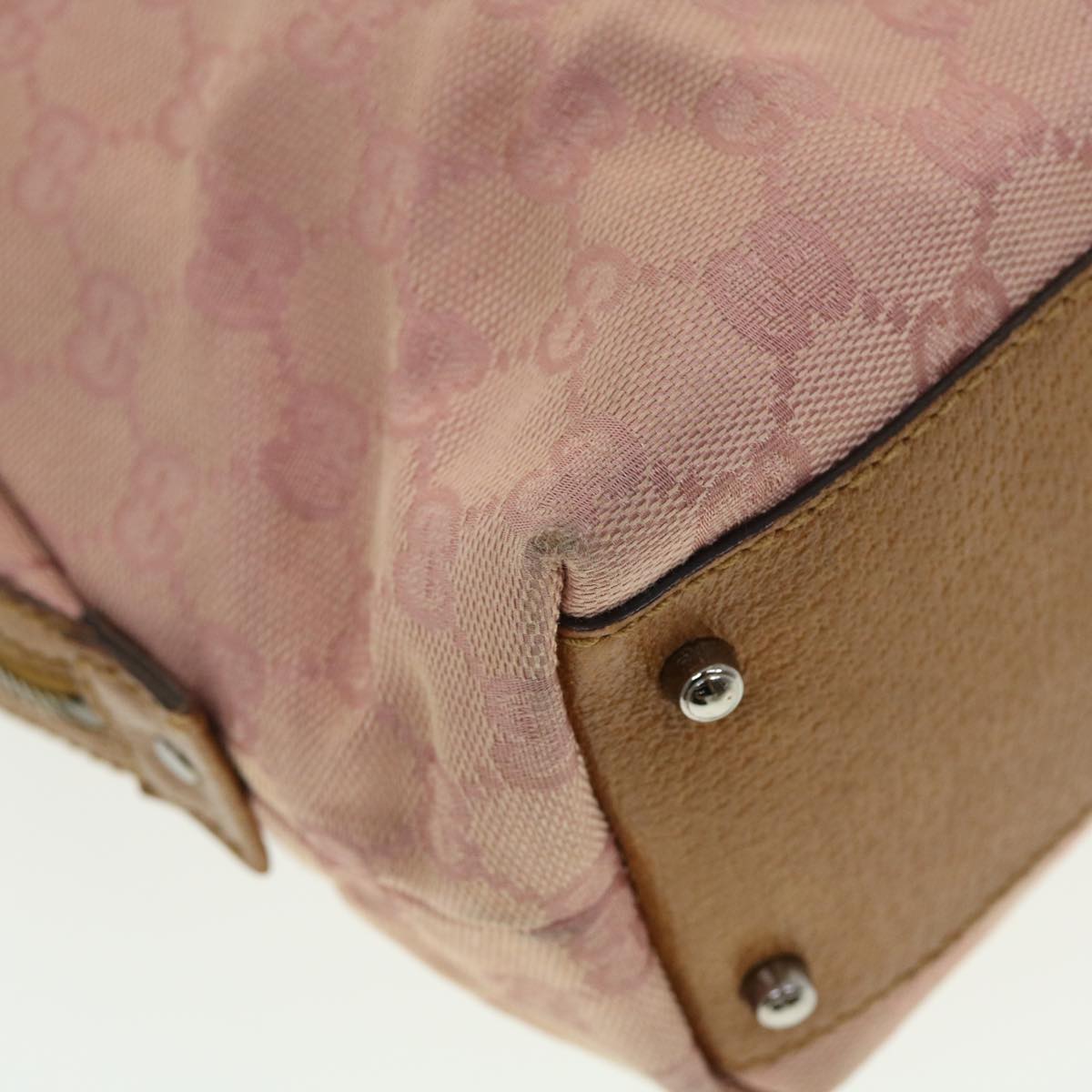 GUCCI GG Canvas Hand Bag Pink 113009 fm2349