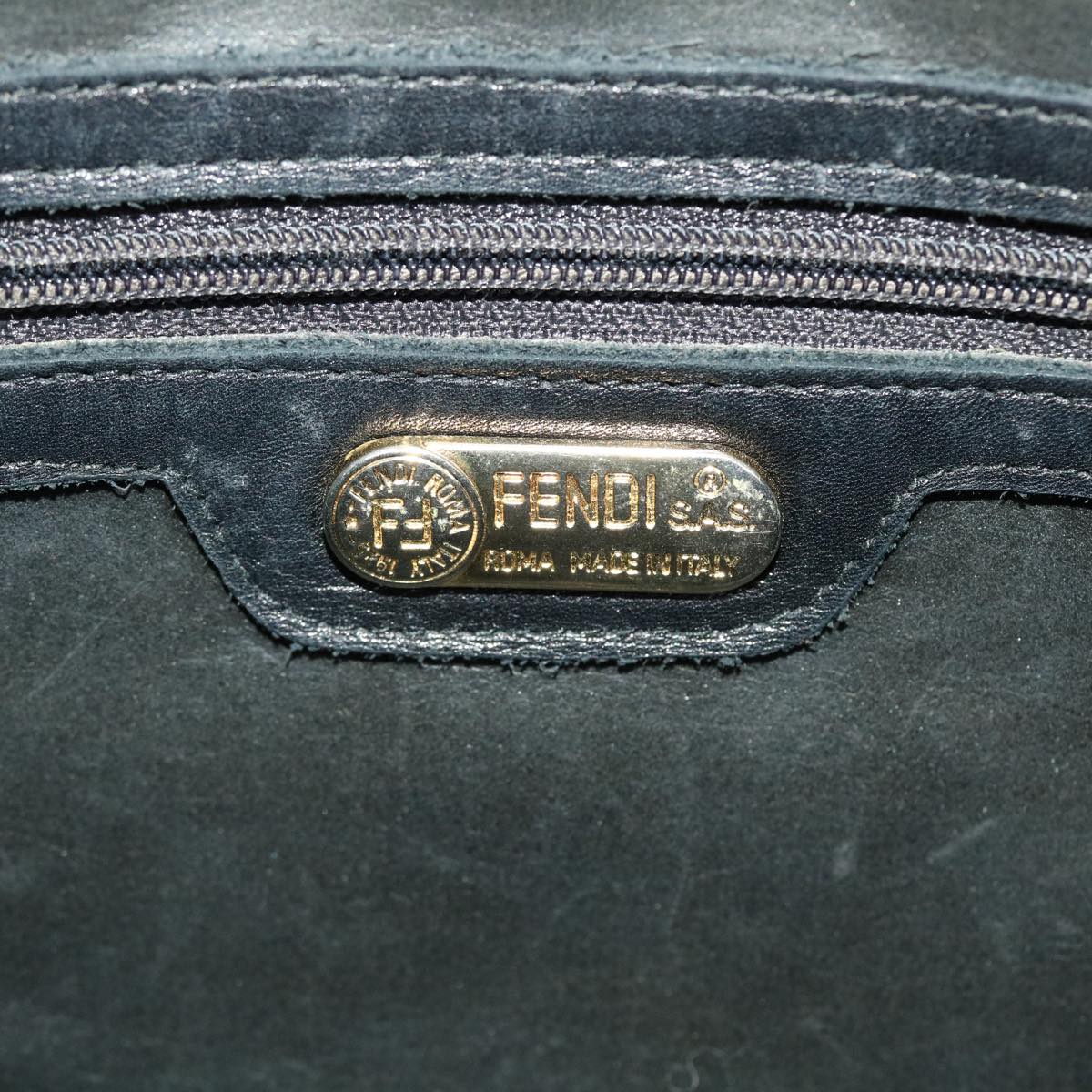 FENDI Clutch Bag Leather Black fm2351