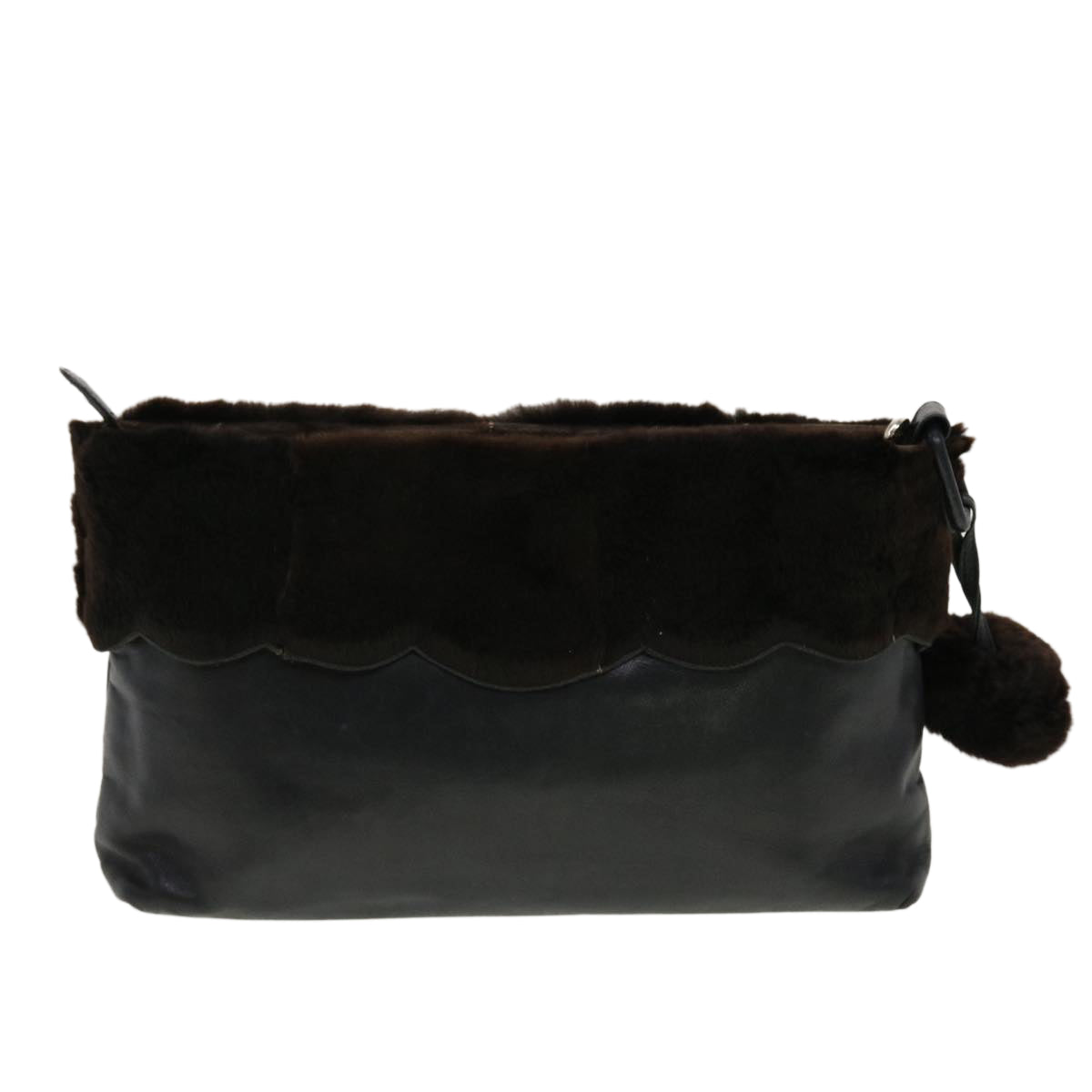 FENDI Clutch Bag Leather Black fm2351
