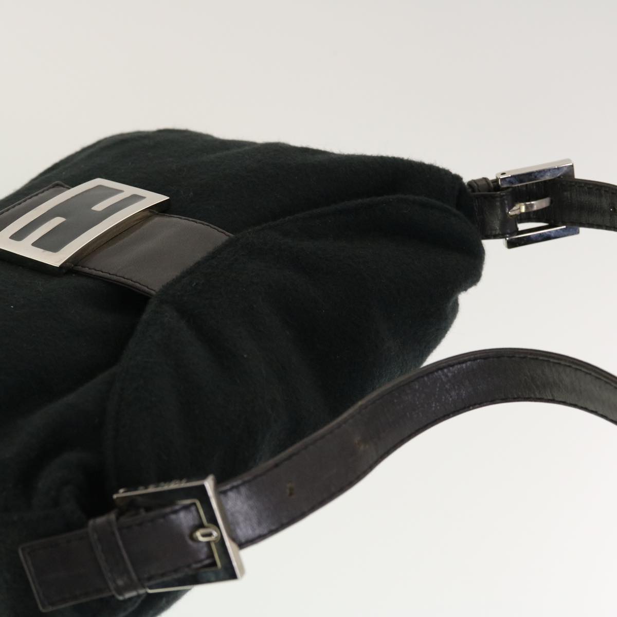 FENDI Mamma Baguette Shoulder Bag Wool Black fm2356