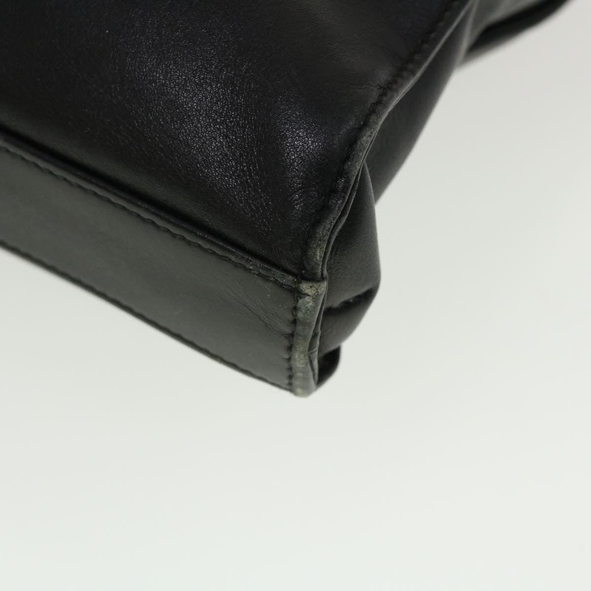 GUCCI Bamboo Hand Bag Leather 2way Black fm2374
