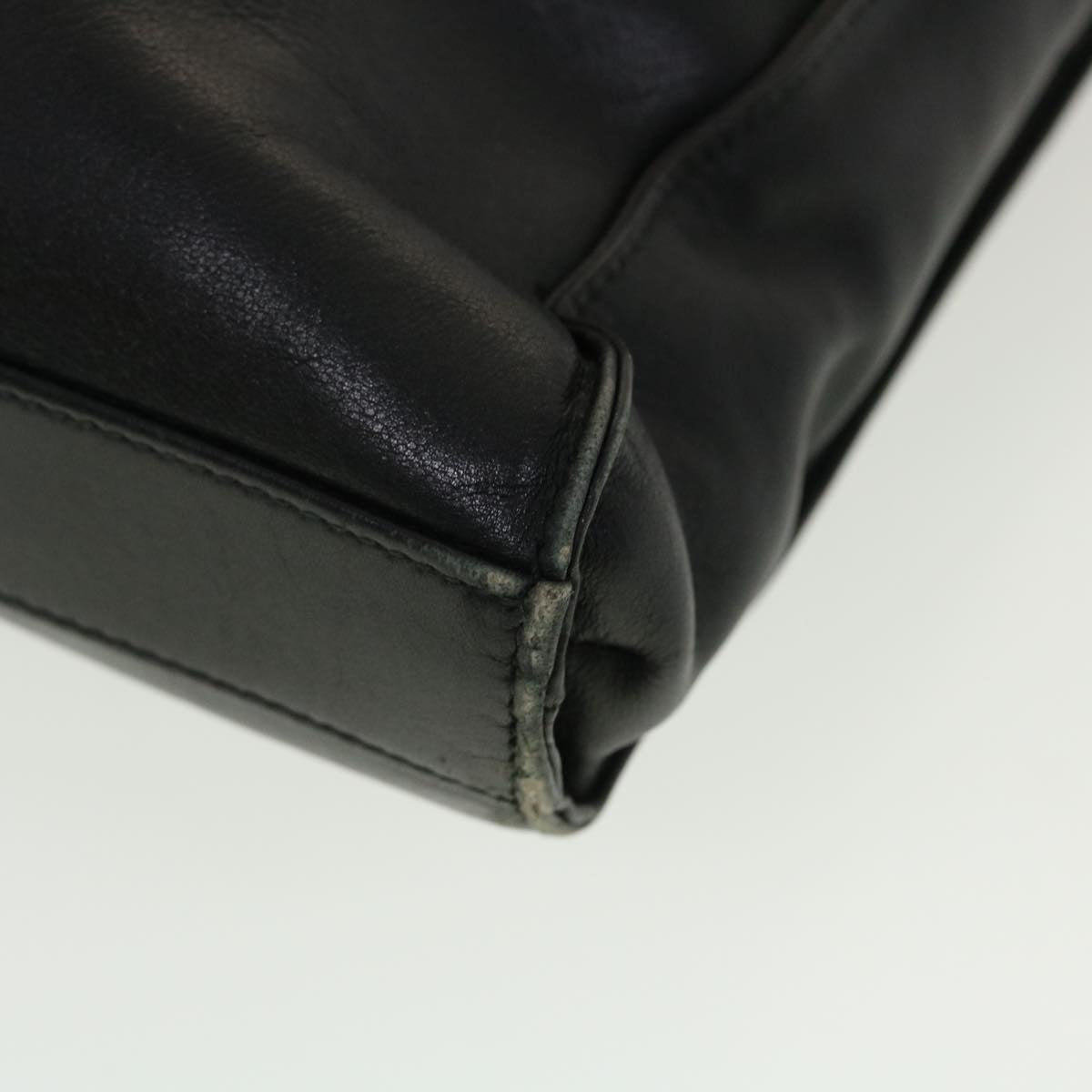 GUCCI Bamboo Hand Bag Leather 2way Black fm2374