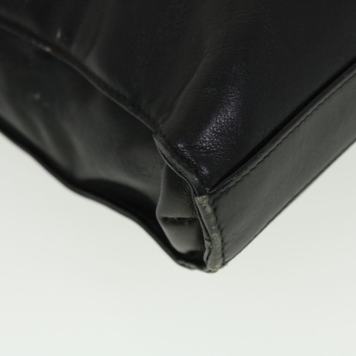 GUCCI Bamboo Hand Bag Leather 2way Black fm2374