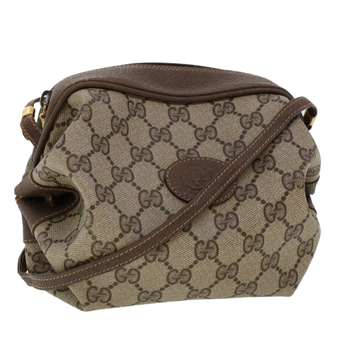 GUCCI GG Canvas Shoulder Bag PVC Leather Beige fm2421
