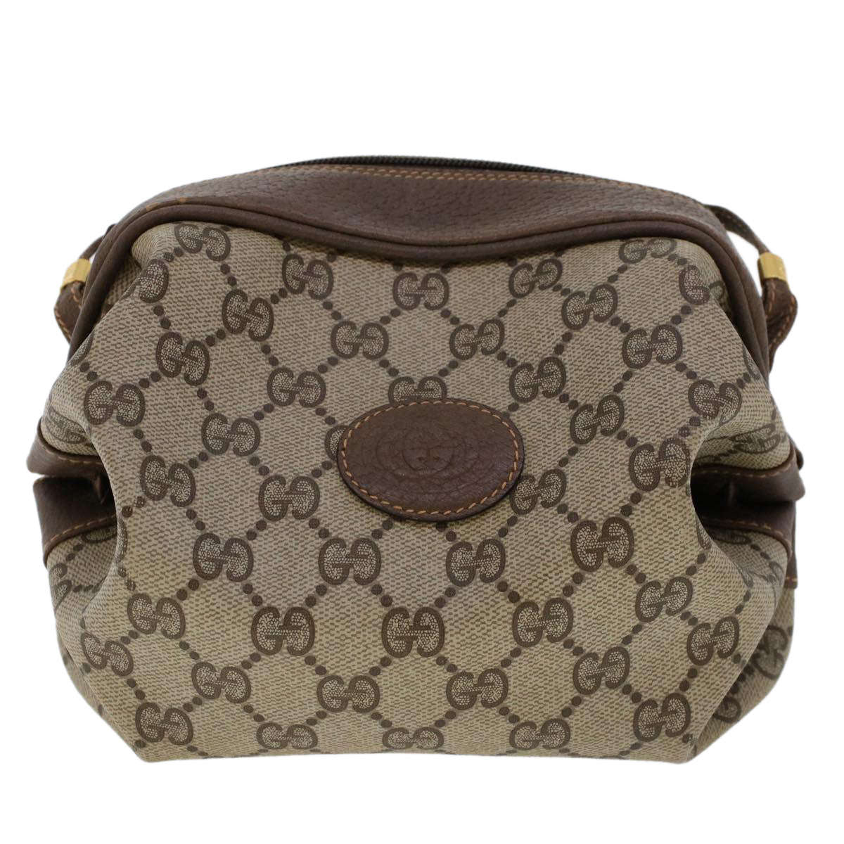 GUCCI GG Canvas Shoulder Bag PVC Leather Beige fm2421