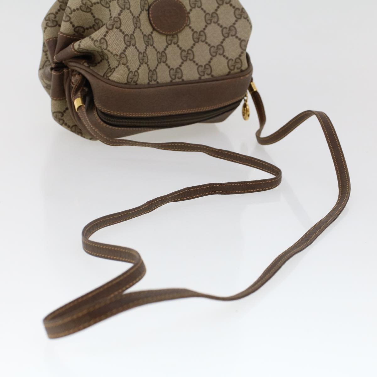 GUCCI GG Canvas Shoulder Bag PVC Leather Beige fm2421