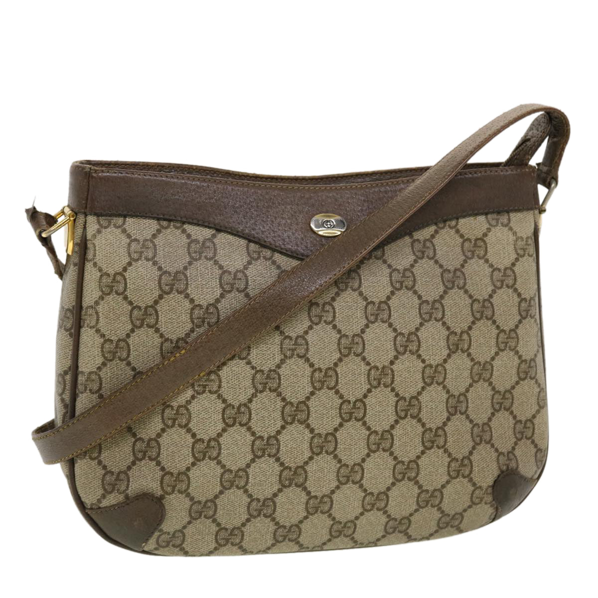 GUCCI GG Canvas Shoulder Bag PVC Leather Beige 32•02•022 fm2426