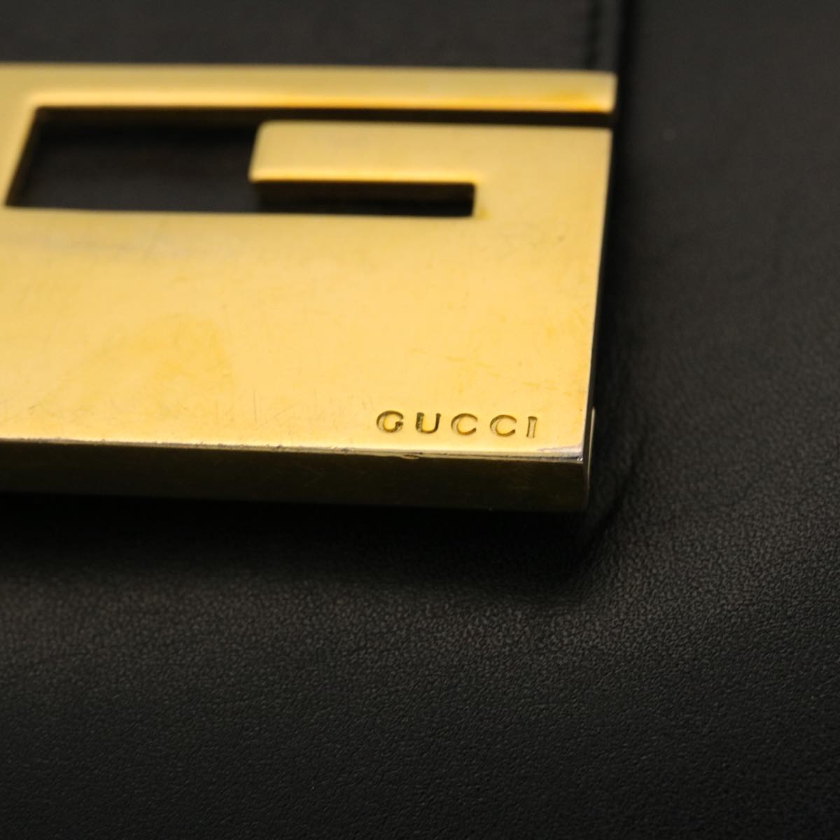 GUCCI Hand Bag Leather Black fm2430