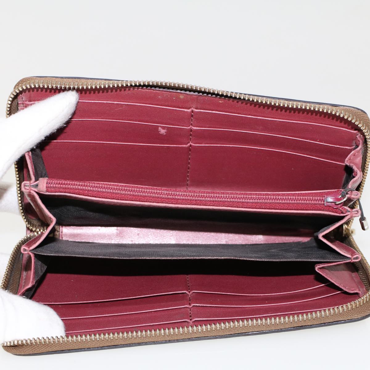 GUCCI GG Canvas Long Wallet Leather 5Set Beige Red black fm2478