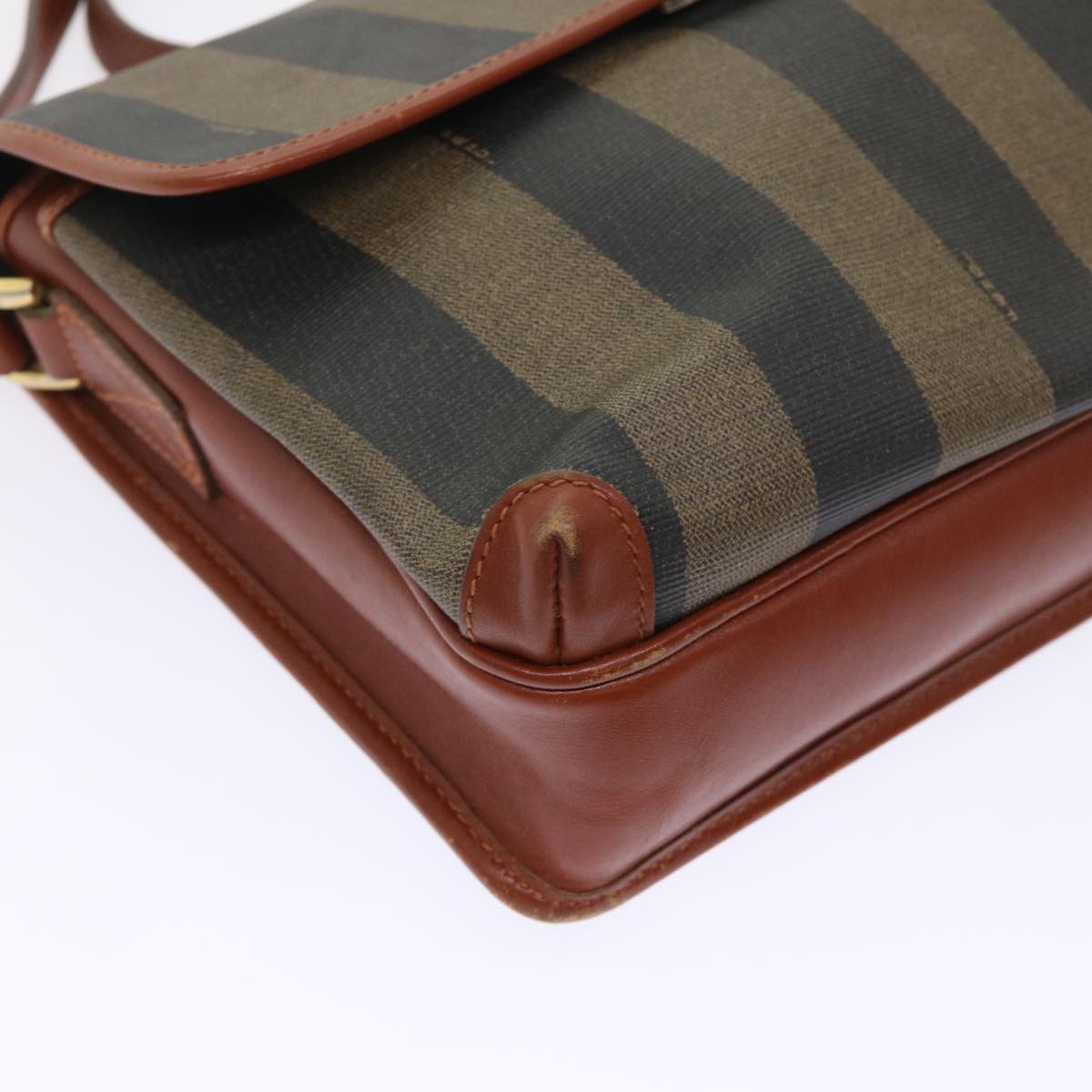 FENDI Pecan Canvas Shoulder Bag Black Brown fm2527