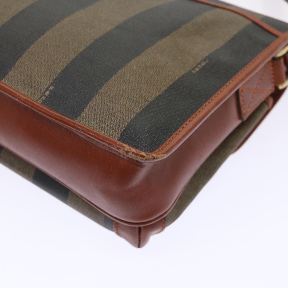 FENDI Pecan Canvas Shoulder Bag Black Brown fm2527