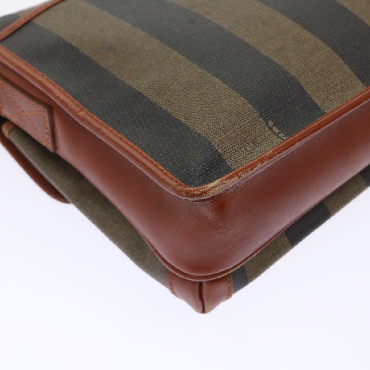 FENDI Pecan Canvas Shoulder Bag Black Brown fm2527
