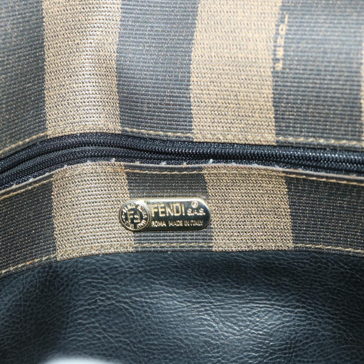 FENDI Pecan Canvas Shoulder Bag Black Brown fm2527